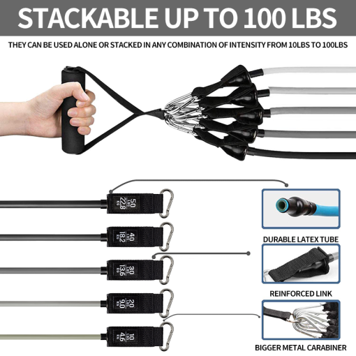 Pull Rope Fitness Band Set 11 Pcs - Image 2
